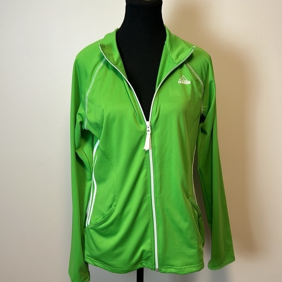 Adidas Green & White Zip Up Sz L - Picture 7 of 10